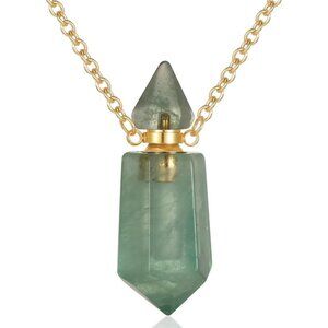 Eco-Green Stainless Steel Urn Necklace with Natural Crystal for Loved Ones